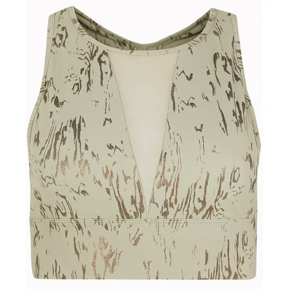 NWOT Halle Berry X Sweaty Betty Athena XS super soft bra green foil print - Picture 2 of 10